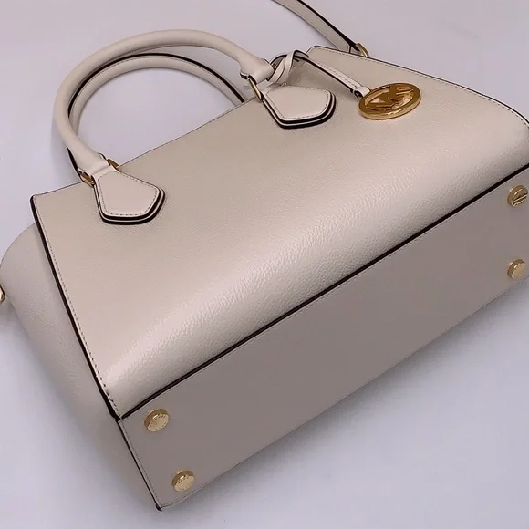 Michael Kors Daria Large Satchel Bag Leather Light Cream - Picture 14 of 16